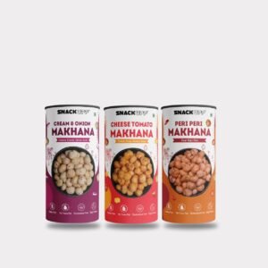 SnackUpp Makhana Combo – Cheese Tomato, Peri Peri and Cream & Onion